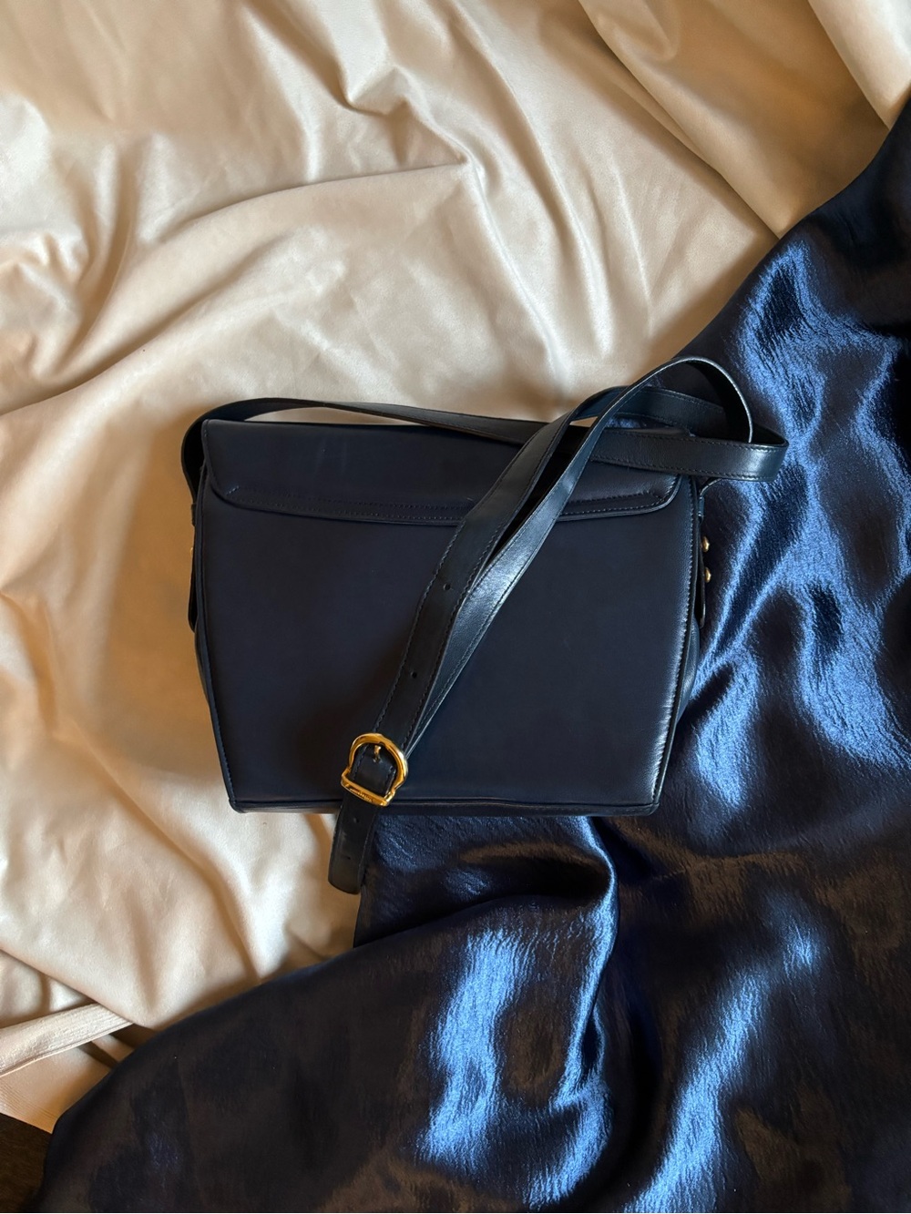 Salvatore Ferragamo Black Leather Crossbody with Gold Buttons - Picture 3 of 6